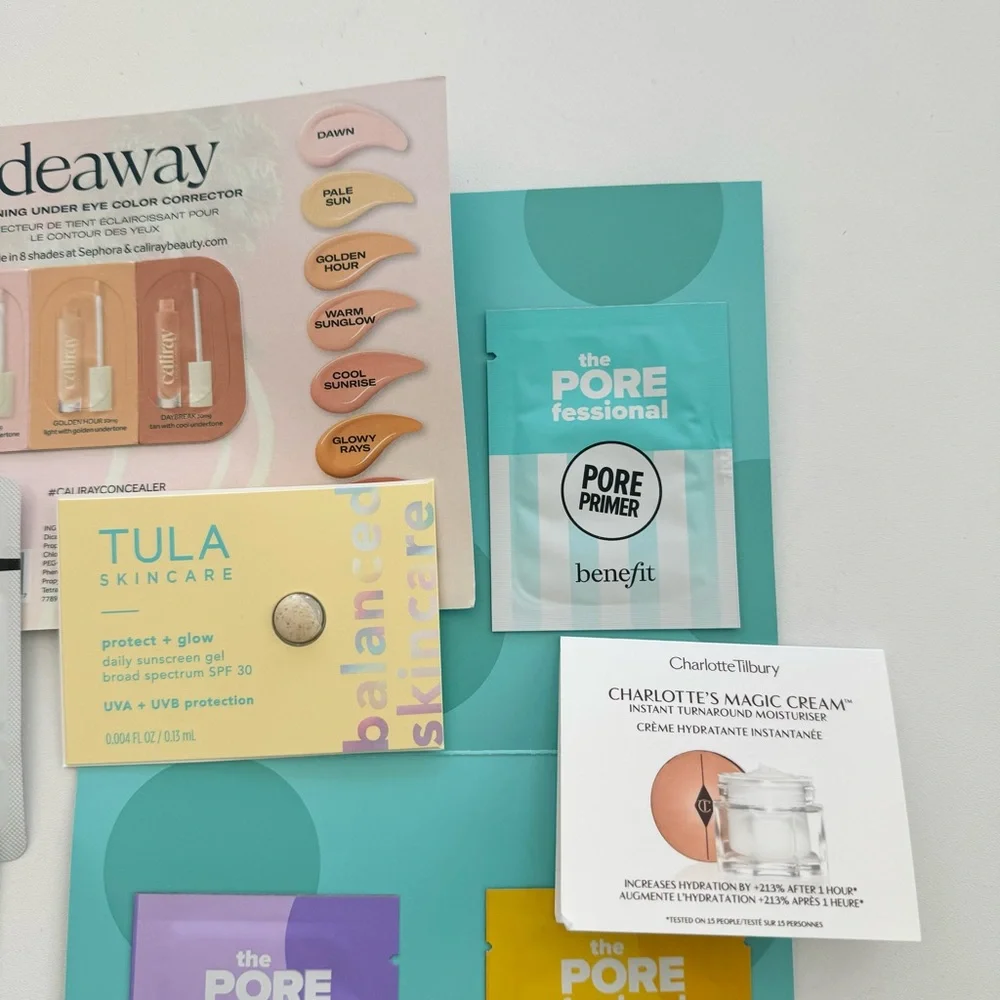 Sephora Benefit Tula Charlotte Tilbury Belief Caliray Skincare Makeup Samples